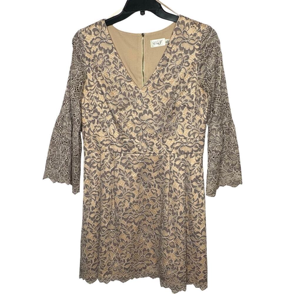 Eliza J Floral Lace Bell Sleeve Wedding Guest Party Fit & Flare Mini Dress 14